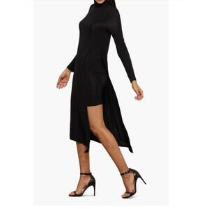 NWT BCBGMAXAZRIA Essential Long Sleeve Turtleneck Knit Dress Black L 12 14 NN10